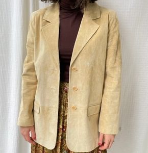 NWT Margaret Godfrey Tan Suede Single Breasted Blazer w/ pockets Size 18